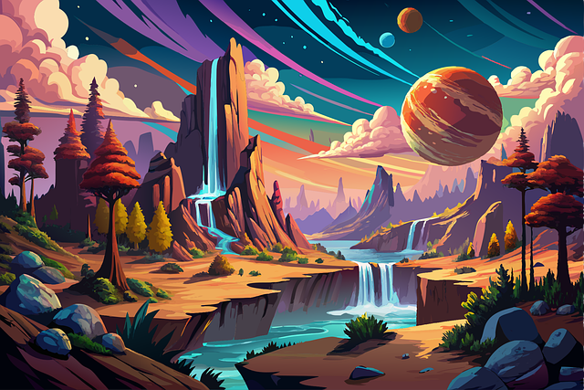 Free valley mountains landscape vector