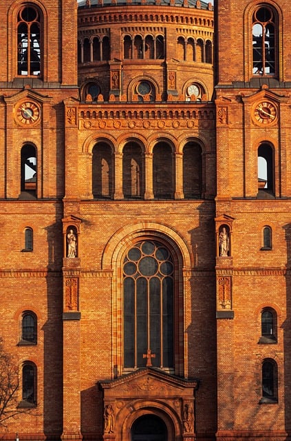 architecture, church, facade, brick facade, towers, wall