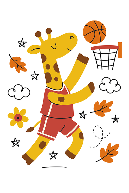 Free ai generated giraffe basketball vector