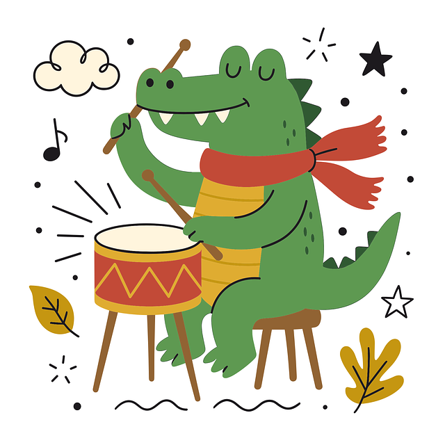 Free ai generated crocodile drums vector