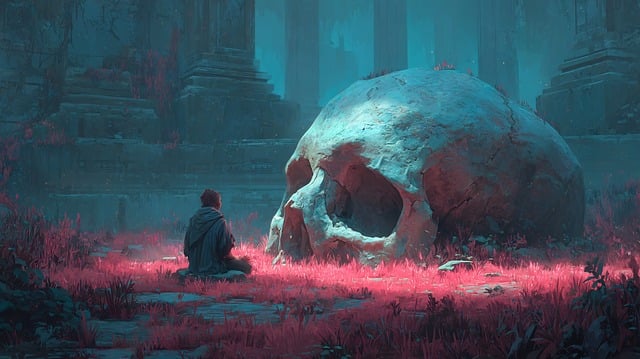 Free ai generated skull ruins illustration