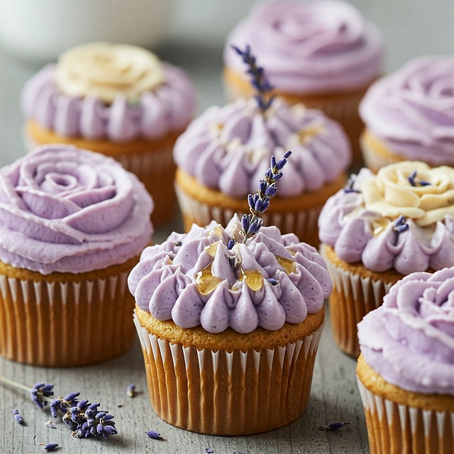 Free lavender cupcake cakes illustration