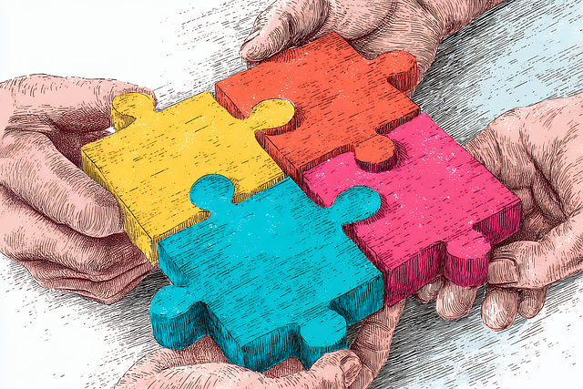 Free puzzle hands cartoon illustration