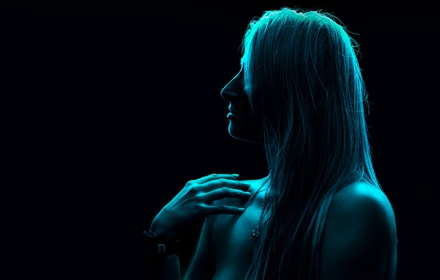 Blau, Neon, Frau, Schönheit, Bilden