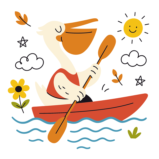 Free ai generated pelican kayak vector