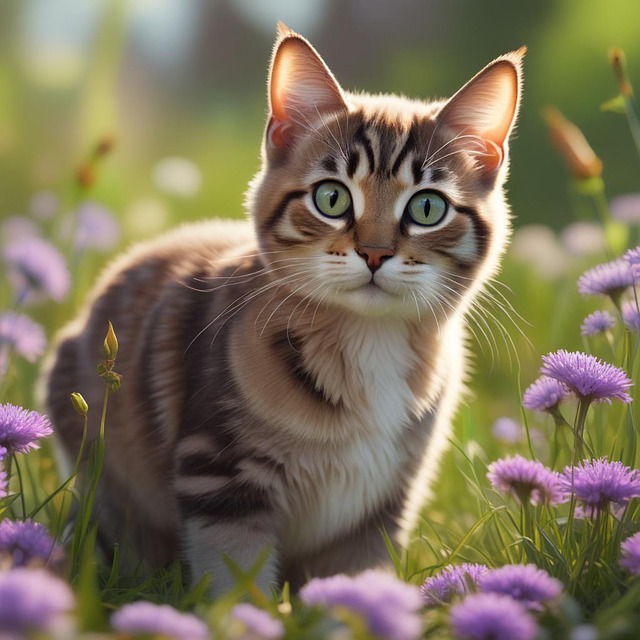 Ai Gerado, Gato, Gatinho, Flores