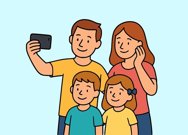Familie, Selfie, Fotografie, Smartphone