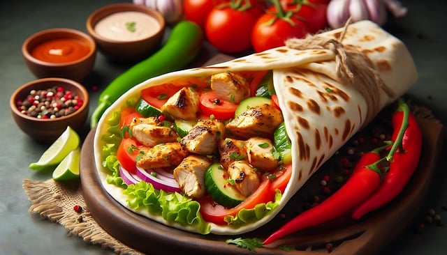 Download free HD stock image of Shawarma Wrap Free shawarma wrap chicken illustration