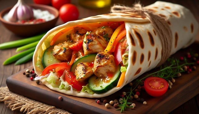 Download free HD stock image of Shawarma Wrap Free shawarma wrap chicken illustration