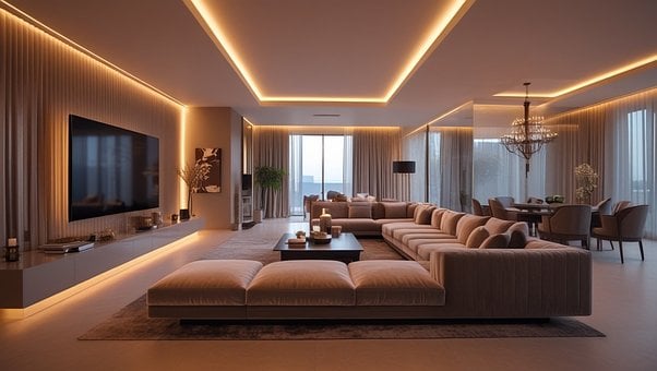 Free Modern Living Room Luxury Interior illustration and picture