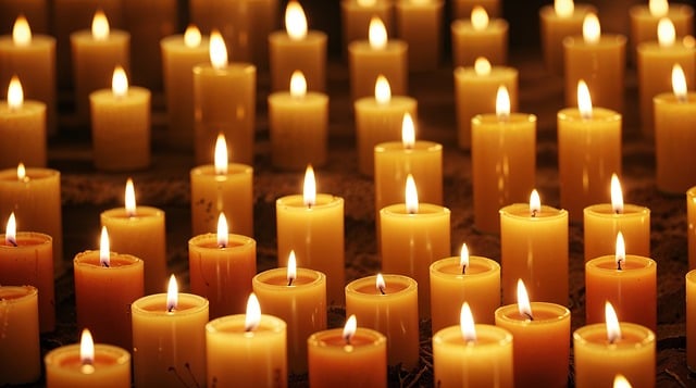 Free ai generated burning candles numerous illustration