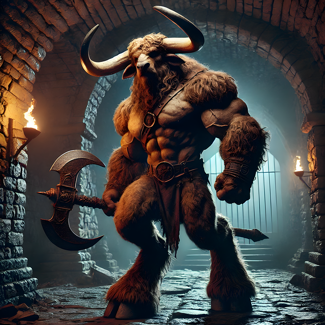 Free minotaur warrior dungeon illustration