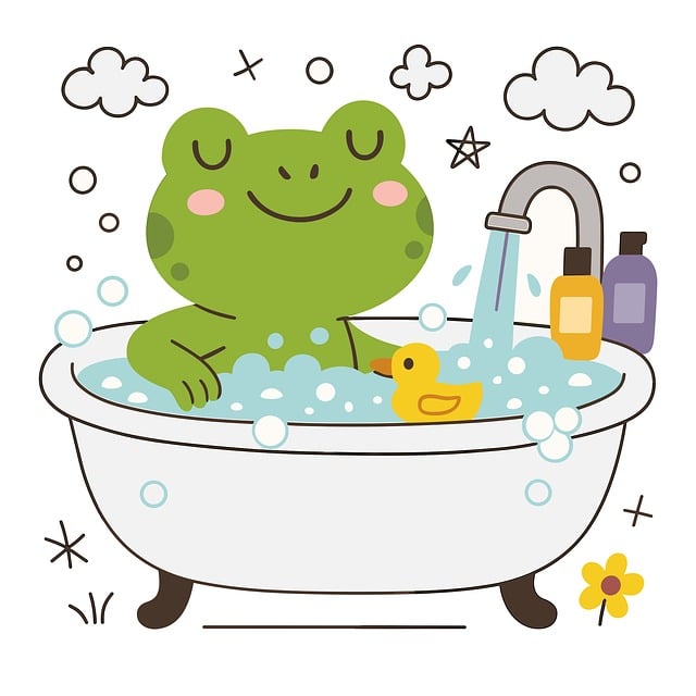 Free ai generated frog bath vector