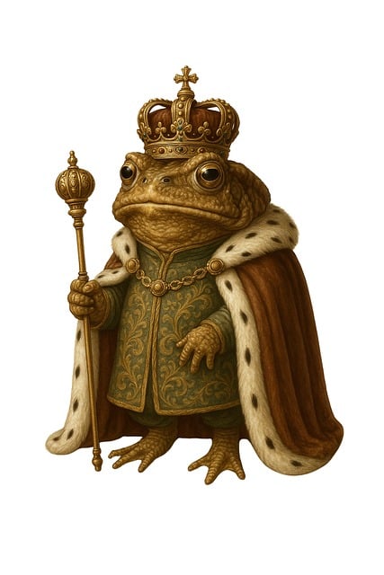 Free ai generated toad king royal toad illustration