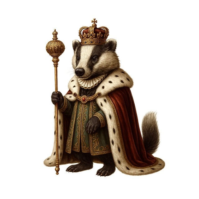 Free ai generated badger king royal badger illustration