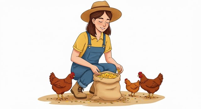 Free ai generated woman chickens illustration