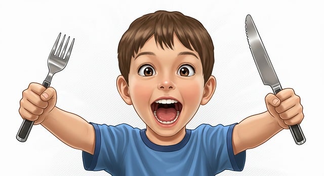 Free ai generated boy cutlery illustration