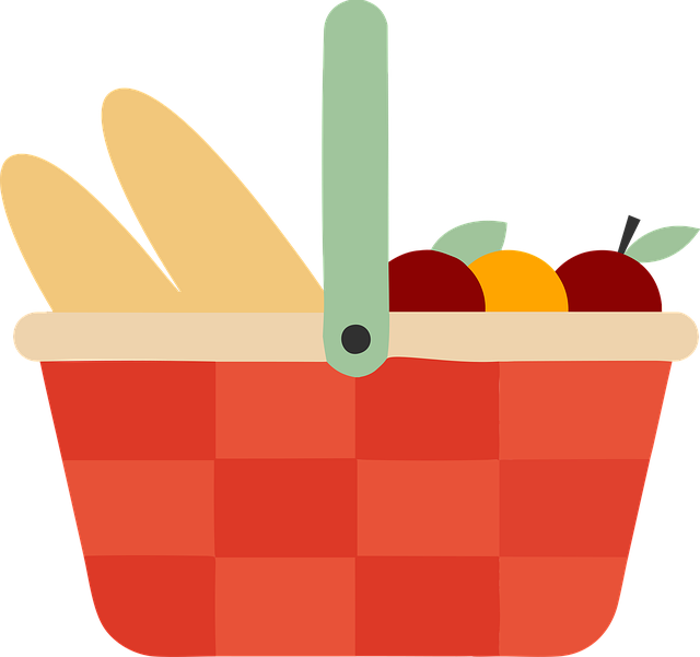 Free picnic basket fruit apple vector