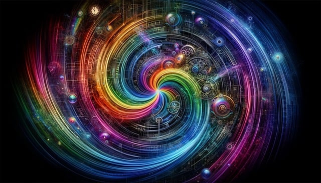 量子计算, 时间流, 时空, 波纹, 时间扭曲, 漩涡, 宇宙流, Ai产生的