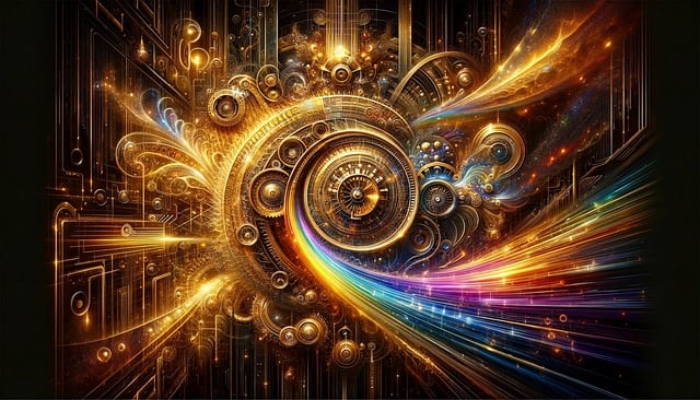 量子计算, 时间流, 时空, 波纹, 时间扭曲, 漩涡, 宇宙流, Ai产生的