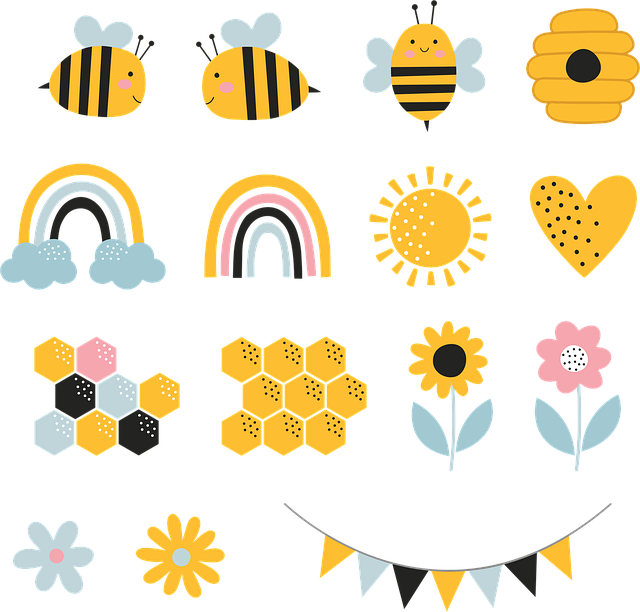 Free bee flower background nature vector