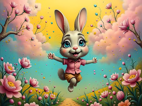 Free Cute Bunny Cartoon Rabbit illustration and picture