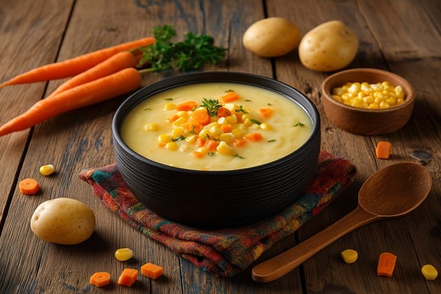 Free ai generated soup corn illustration