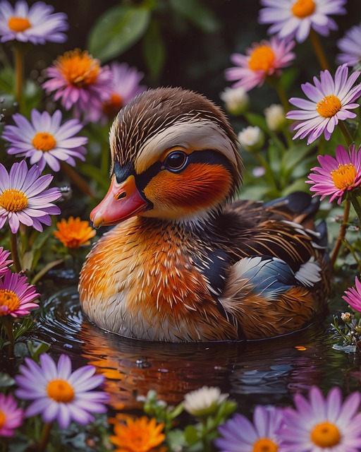 Free ai generated bird flowers illustration