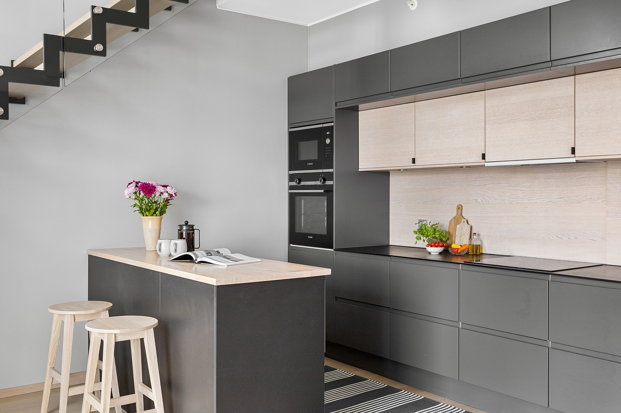 Built-in wall oven in a modern kitchen