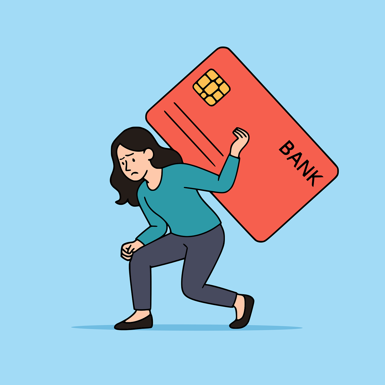 Debt, Credit Card, Stress royalty-free vector graphic.
