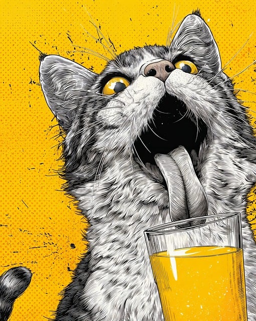 Katze, Karikatur, Saft, Orange