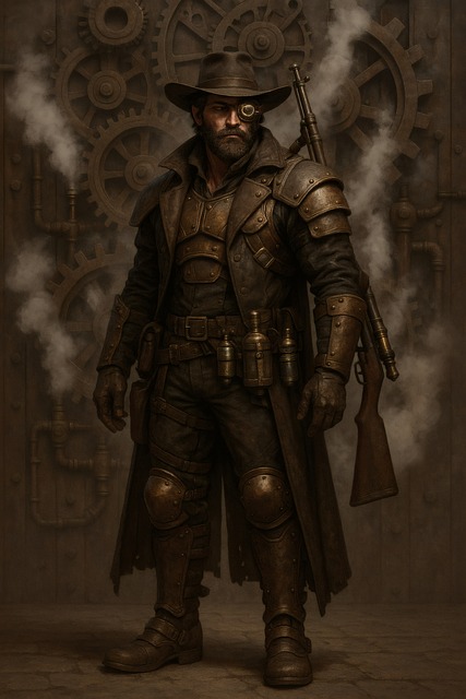 Free ai generated steampunk bountyhunter illustration