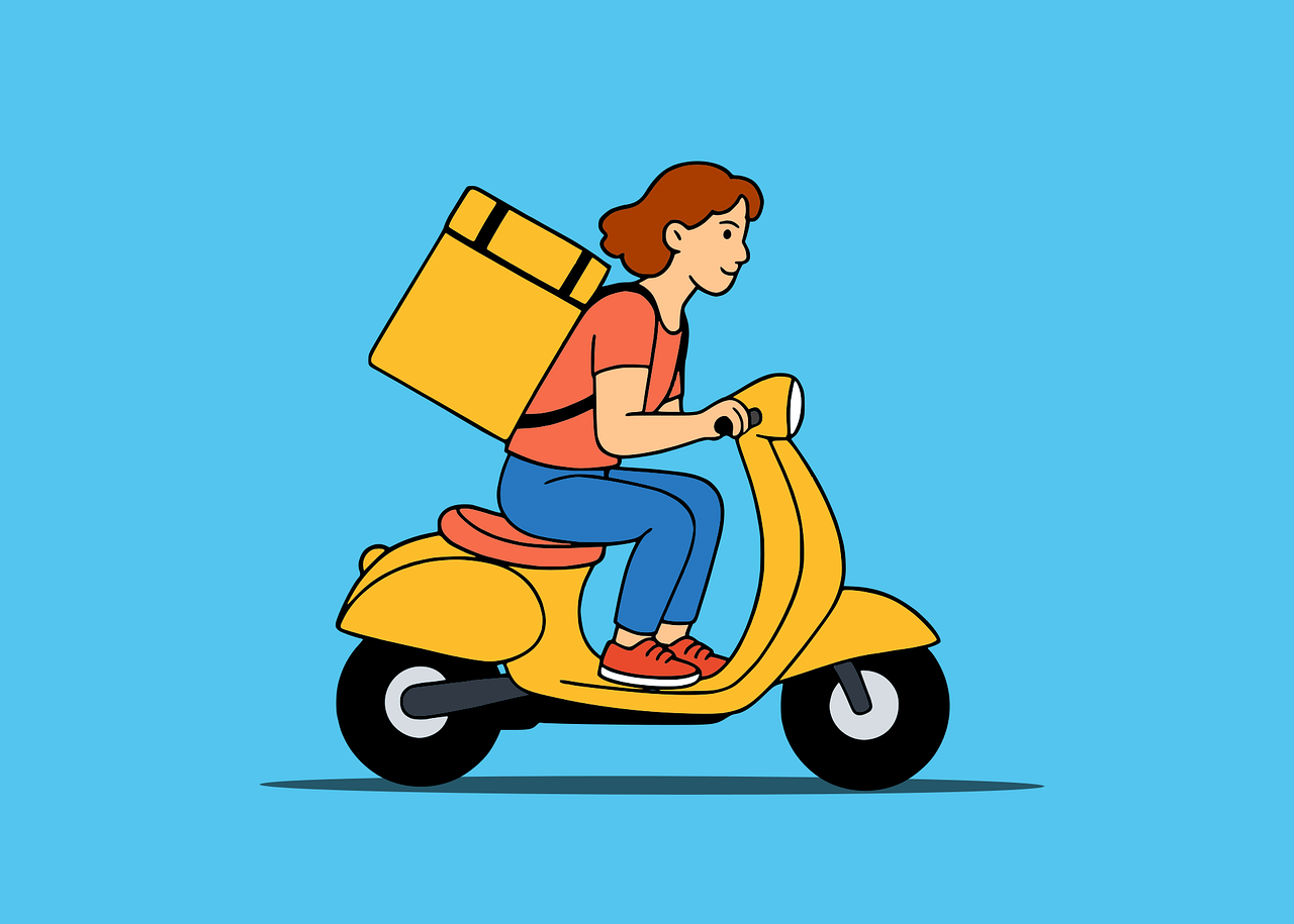 Free delivery scooter riding vector