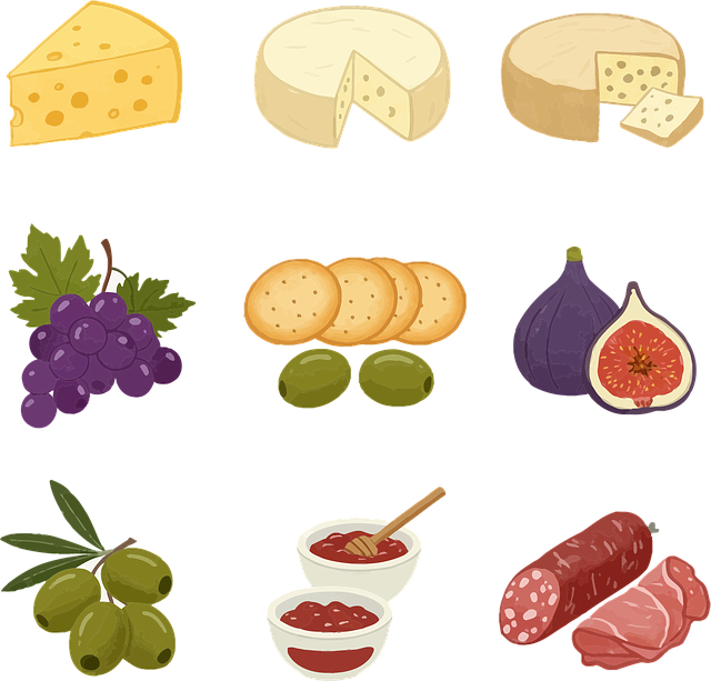 Free cheese grapes crackers vector
