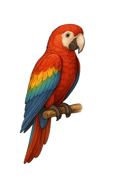 Papegøye, Scarlet Macaw, Vektor Papegøye