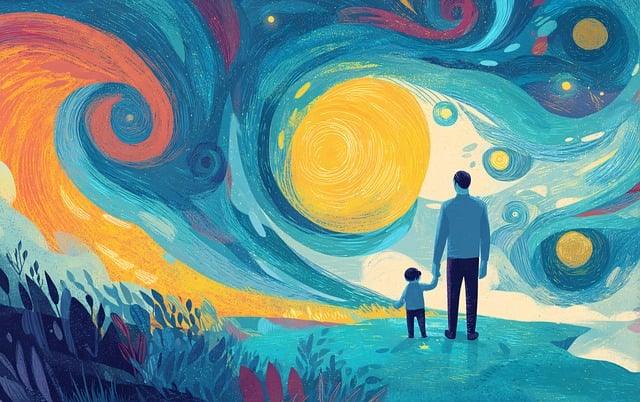 Free parent child abstract illustration