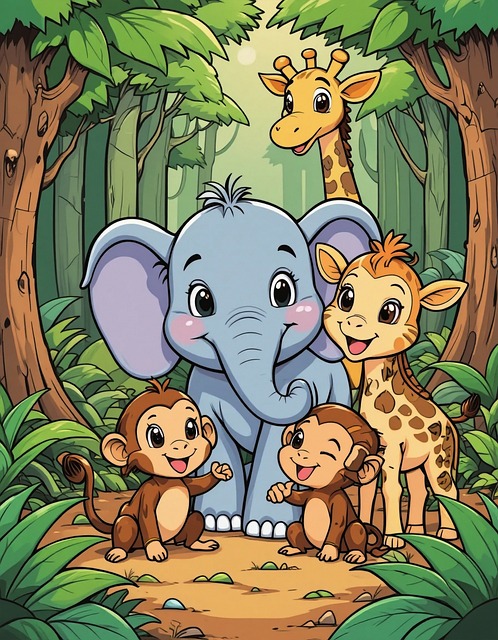 Free Jungle Animals Cute Cartoon Animals illustration and picture