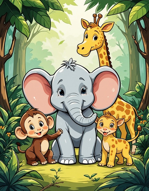 Free Jungle Animals Cute Cartoon Animals illustration and picture