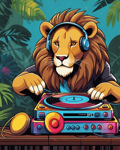 Free Cartoon Lion Dj Animal illustration and picture