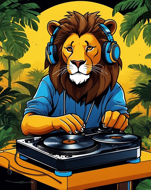Free Cartoon Lion Dj Animal illustration and picture