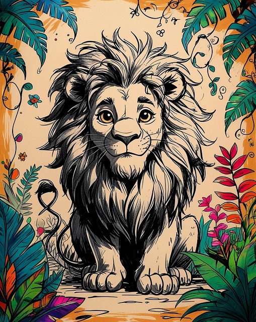 Free Cartoon Lion Whimsical Animal illustration and picture