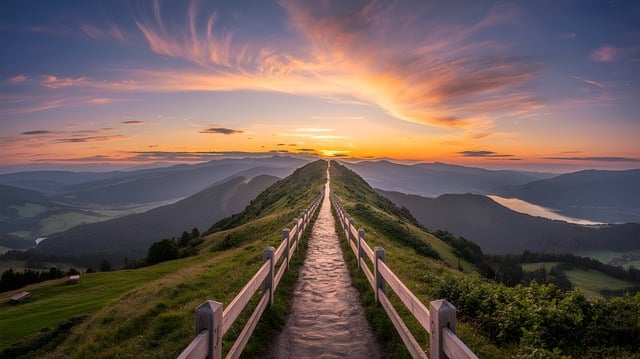Free ai generated pathway mountain illustration