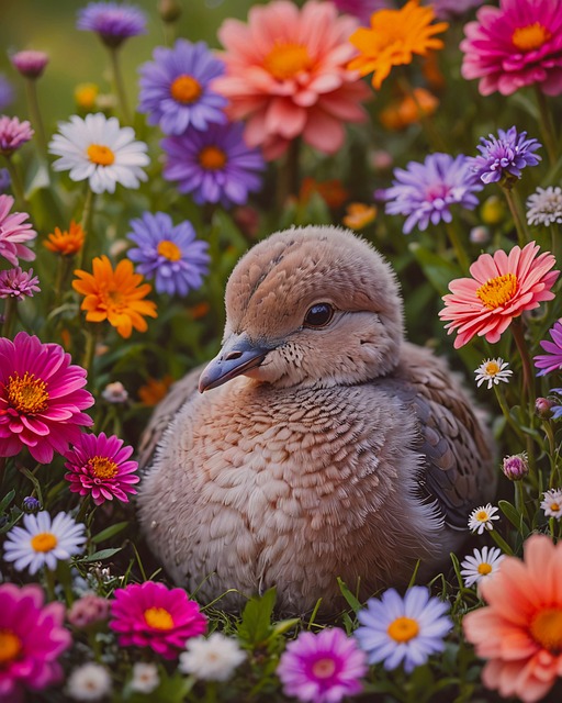 Free ai generated bird flowers illustration
