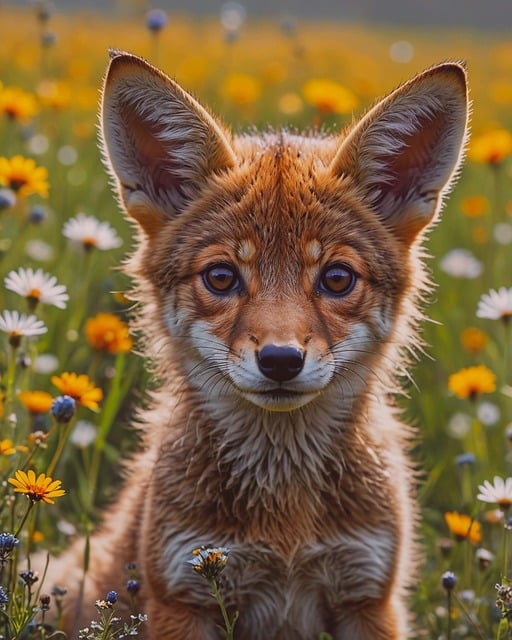 Free ai generated floral background coyote illustration