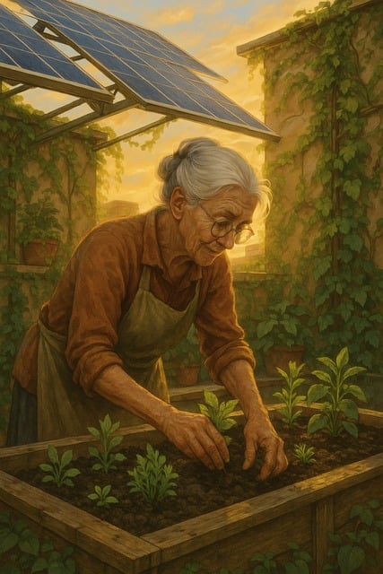 Free ai generated rooftop gardening illustration