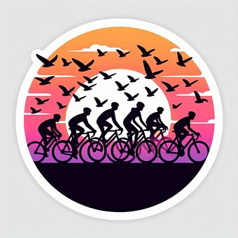 Sticker, Siluetas, Ciclistas, Pedalear