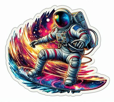 Sticker, Astronauta, Ola, Surf, Cósmico