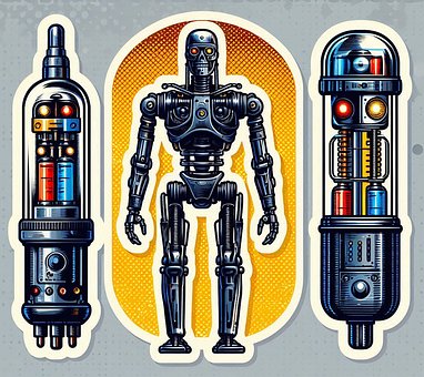 Sticker, Robot, Tecnología, Pop Art