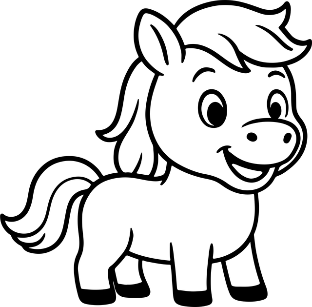 Hest, Pony, Tegneserie, Sød, Dyr