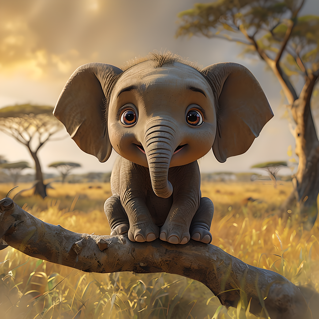 Free baby elephant serengeti africa illustration